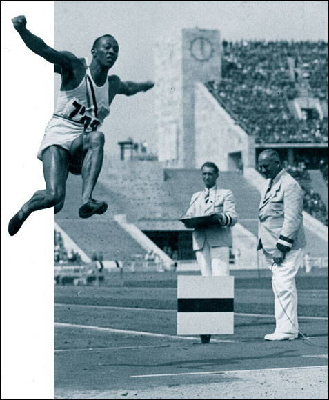  Owens in the long-jump. In 1950, a US Associated Press poll voted him the greatest track and field star for the first half of the 20th Century.