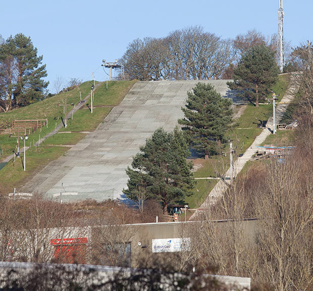 GV of the dry ski slope in Plymouth where Alex Nash was invited to a 5 year old's birthday party.