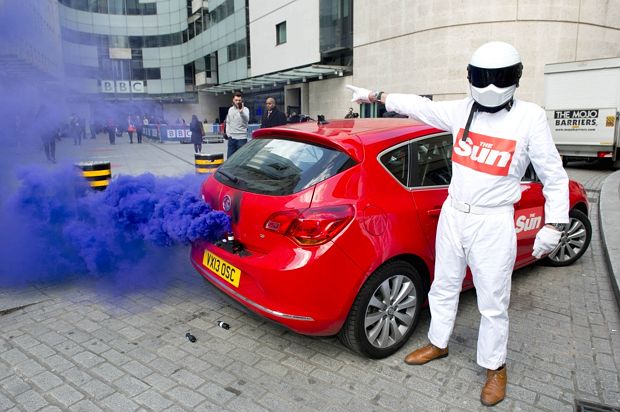 The Sun's very own Stig releases smoke to mark Clarkson's Beeb departure