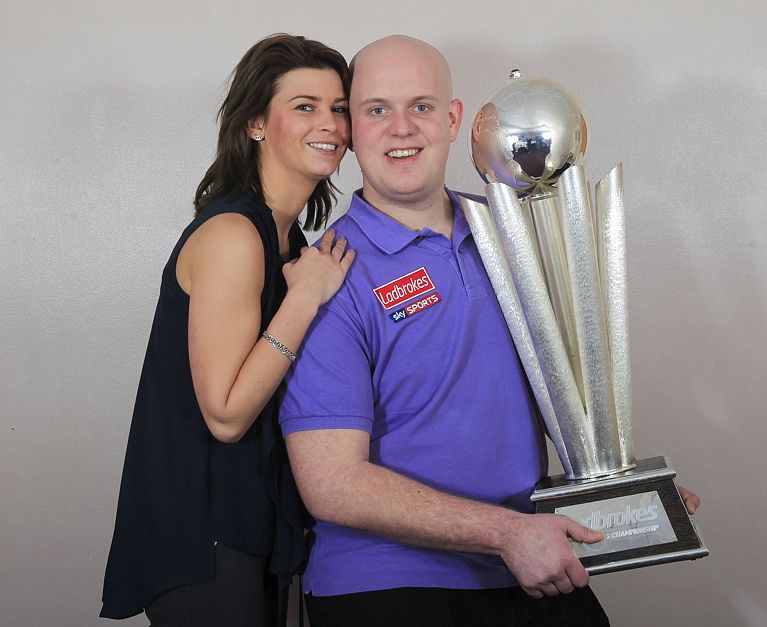 Van Gerwen with hairdresser Daphne