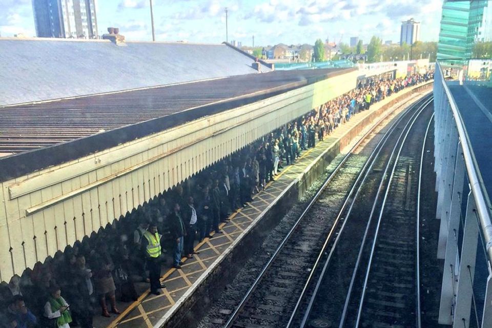  Cancellations and delays to Southern Rail services going through London' Clapham Junction often sees overcrowding and uncomfortable conditions for passengers