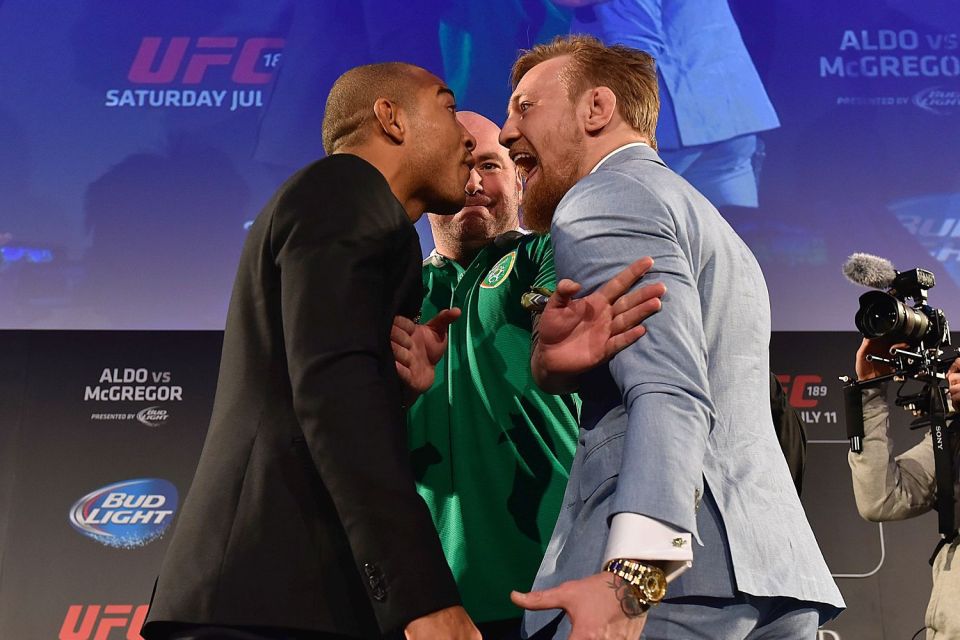 Jose Aldo and Conor McGregor had to be separated ahead of Dublin clash