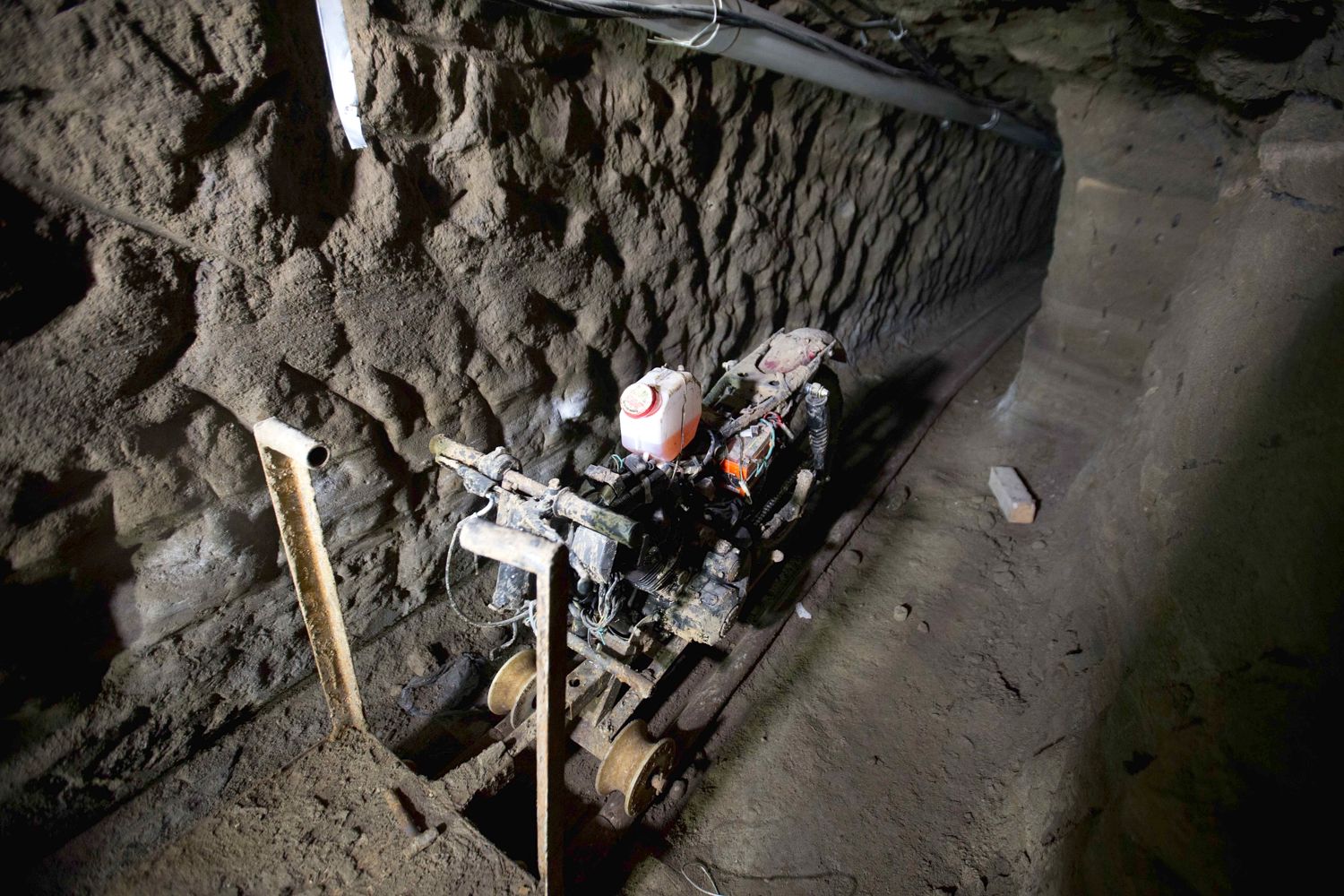 Motorcycle used to carry tools to build tunnel