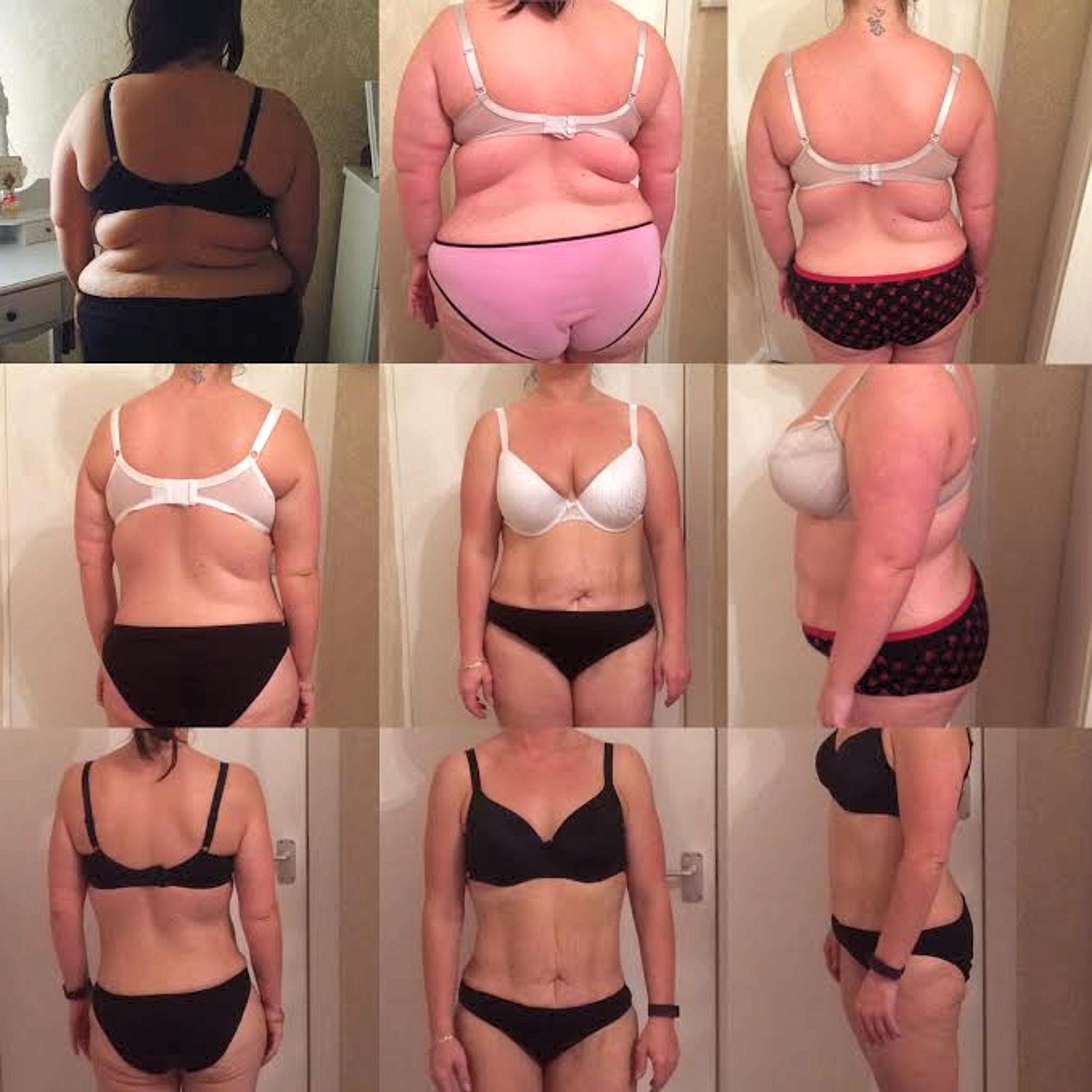 Weight loss journey ... Samantha recorded her success with monthly snaps of her shrinking figure