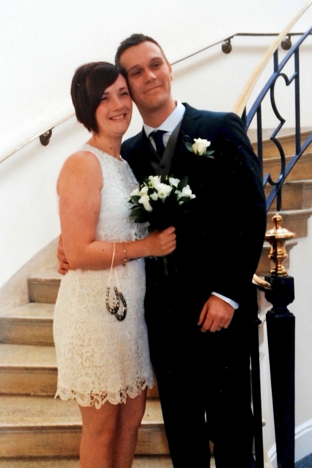 Wedding day ... Louise with  husband Martyn Cook