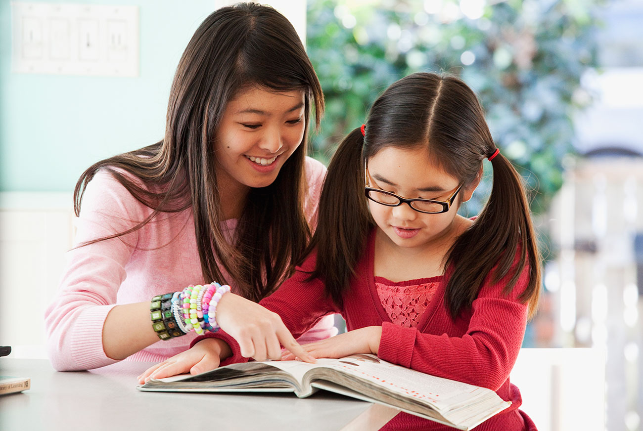 Sisters doing homework