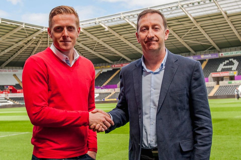 Garry Monk and Swansea chairman Huw Jenkins