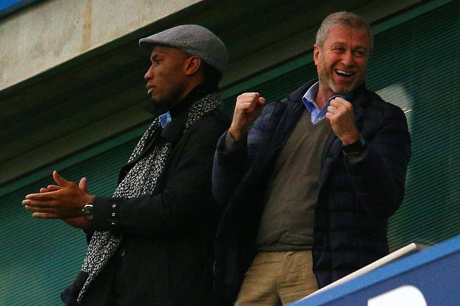 Drogba at Stamford Bridge with Roman Abramovich