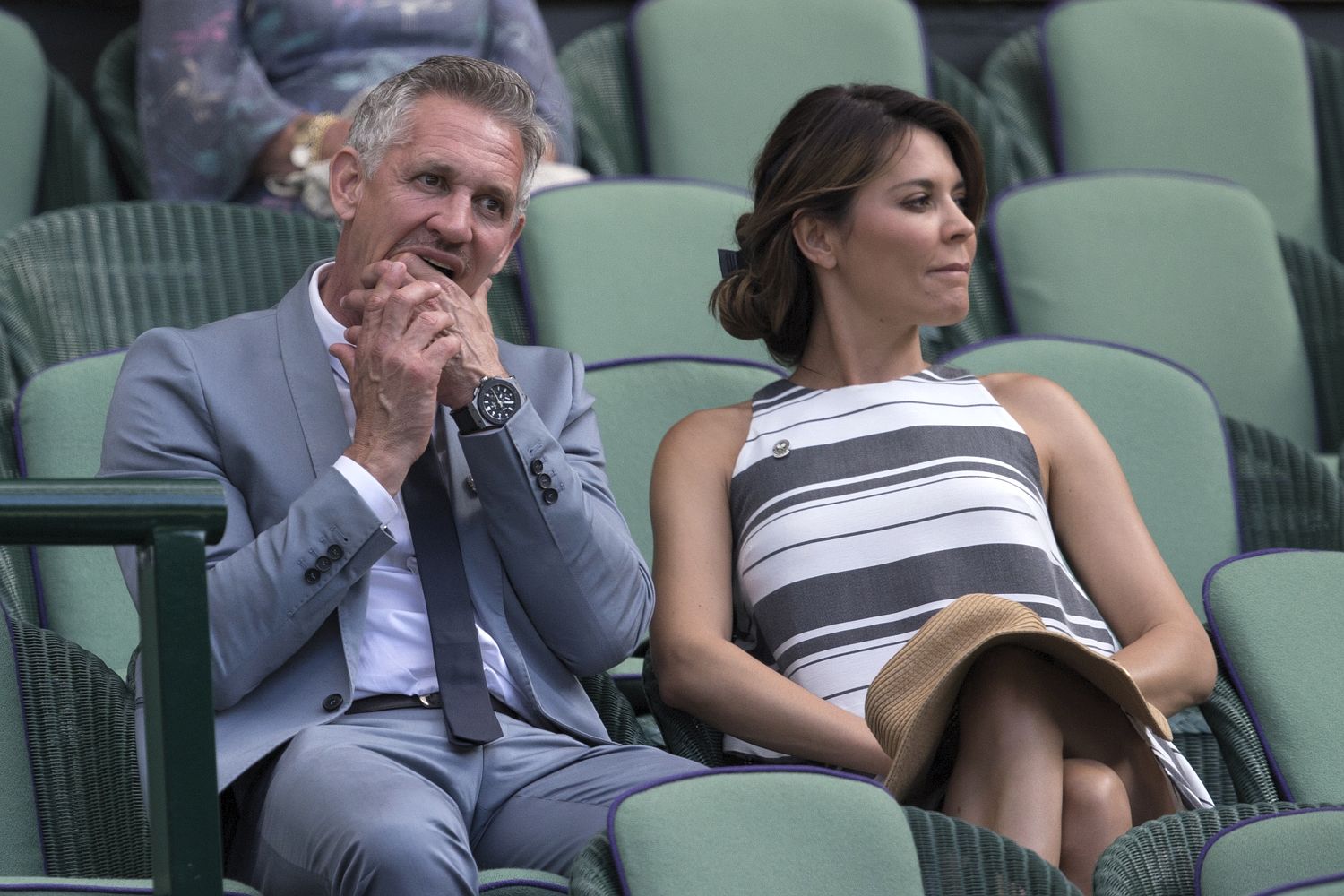 Date... Gary Lineker and wife Danielle at Wimbledon in July last year