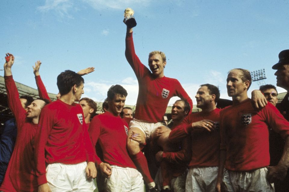 Bobby Moore and England hold aloft the big trophy that has alluded both Lionel Messi and Cristiano Ronaldo