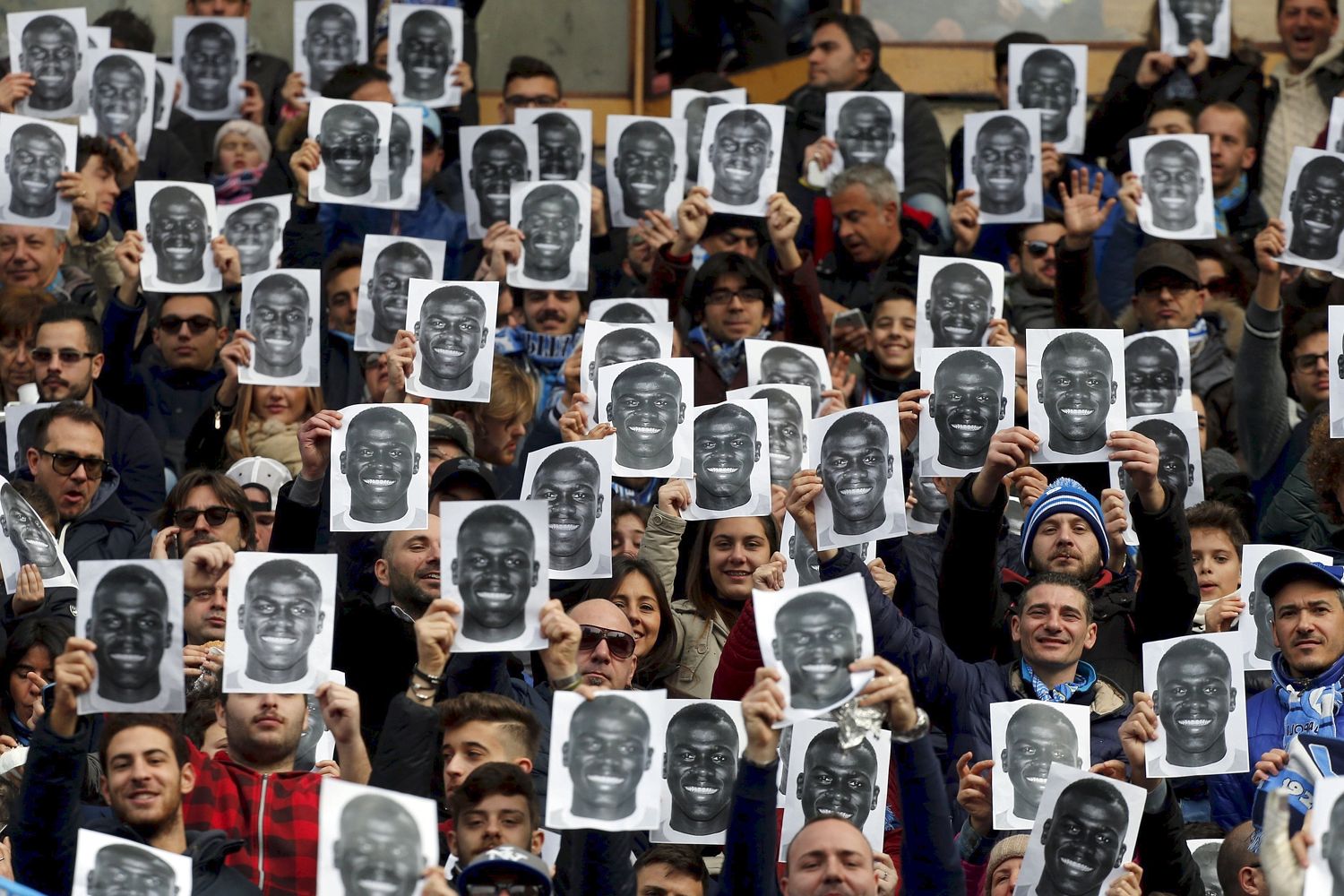 Napoli fans displayed the masks in support of Kalidou Koulibaly