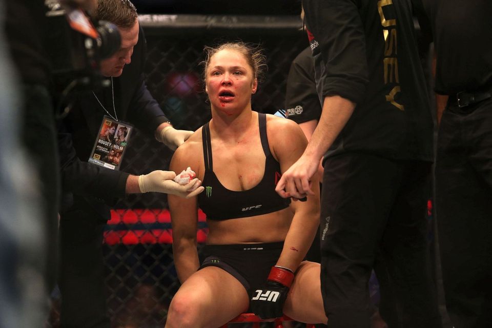  Shellshocked: Ronda Rousey was distraught after her defeat in Melbourne