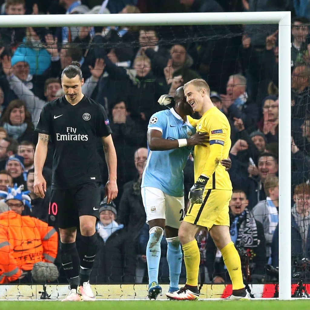  Zlatan Ibrahimovic can't watch as he faced an EIGHTH Champs Lge quarter-final elimination while Joe Hart celebrates