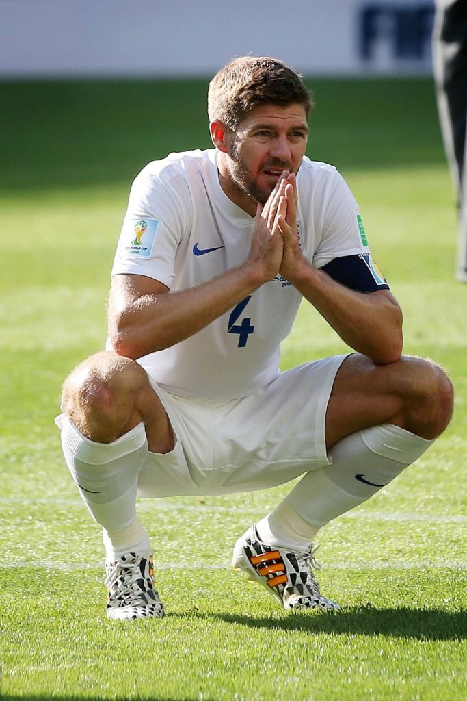  Steven Gerrard reacts to England being knocked out of the 2014 World Cup