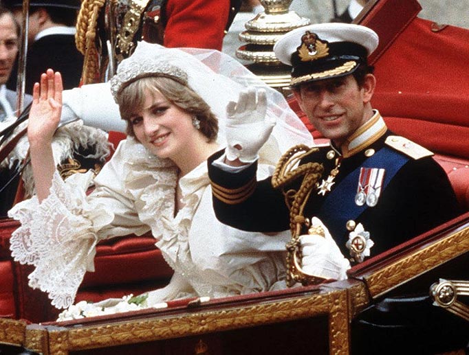 Princess and Prince of Wales on their wedding day.