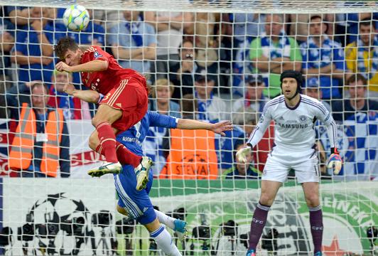 NOD ON ... Mario Gomez heads over Bayern's best chance of the first half