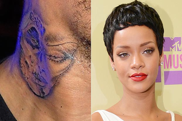 Chris Brown tattoo and Rihanna