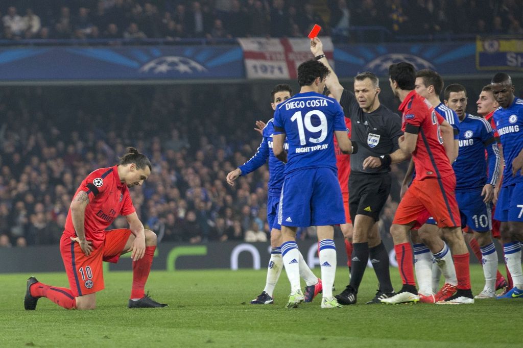  Zlatan Ibrahimovic is sent off at Stamford Bridge, but his Champions League agony was just about actually prolonged