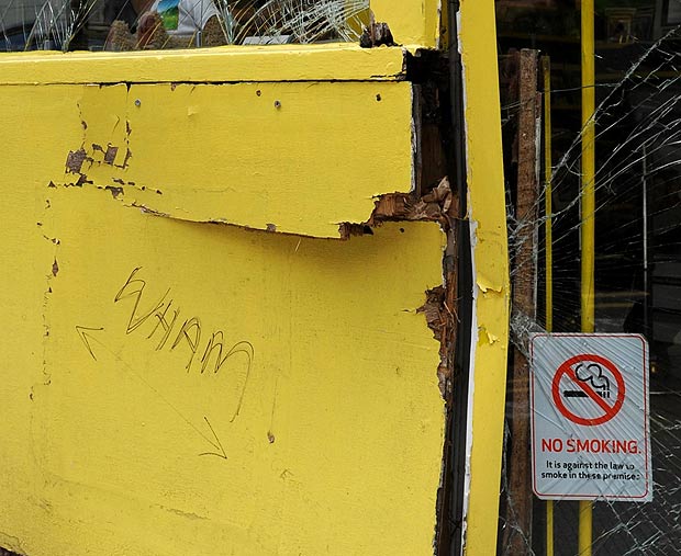 damage caused to the Snappy Snaps store in Hampstead