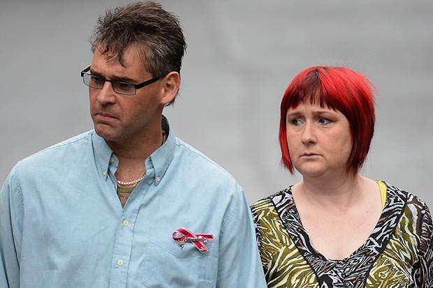 Paul and Coral Jones, the parents of April Jones, arrive at Mold Magistrates Court on May 30, 2013 in Mold, Wales.The jury will continue deliberations in the trial of Mark Bridger, 47, who is accused of the murder of five-year-old April who went missing in Machynleth on October 1, 2012.