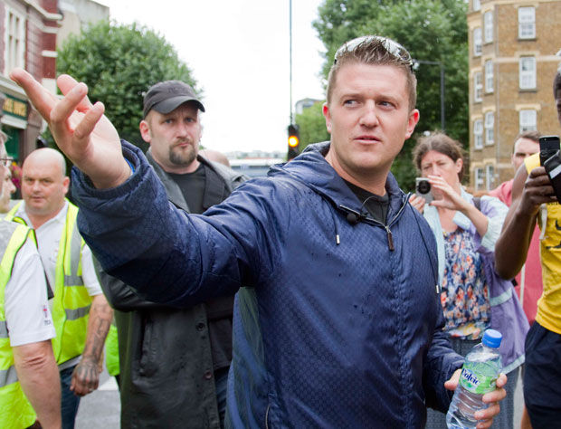 Tommy Robinson with EDL supporters