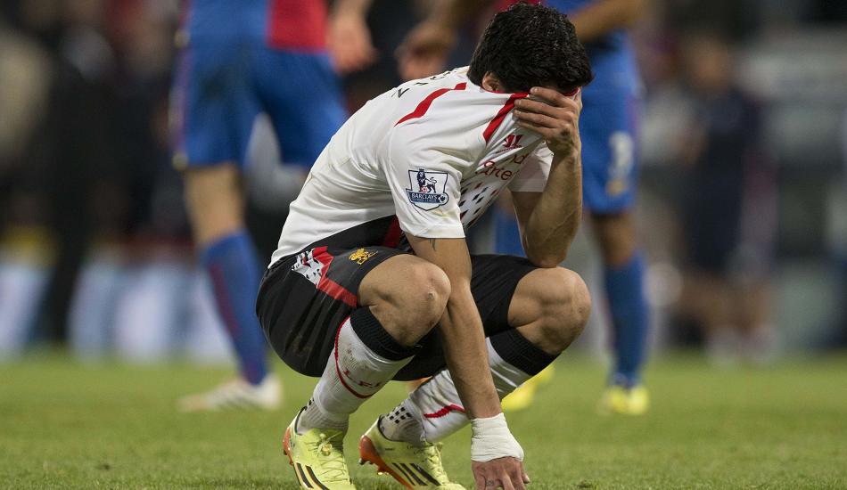 Luis Suarez chokes back the tears after Liverpool draw with Palace