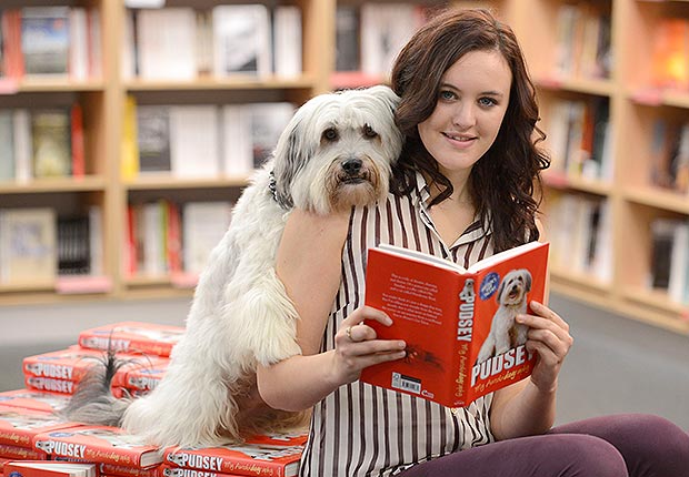 Britain's Got Talent winning dog Pudsey launches his 'Autobidography' with his owner Ashleigh Butler at Foyles