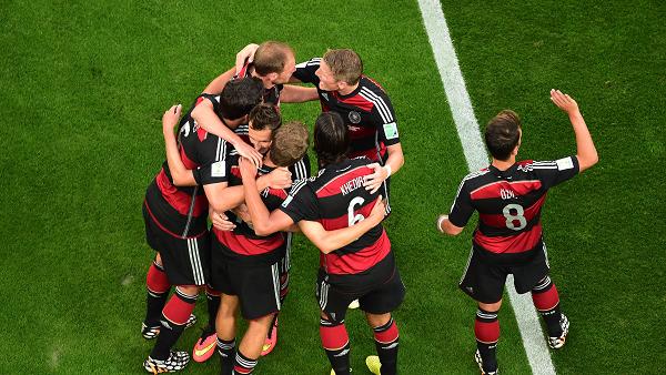 German players celebrate yet another goal