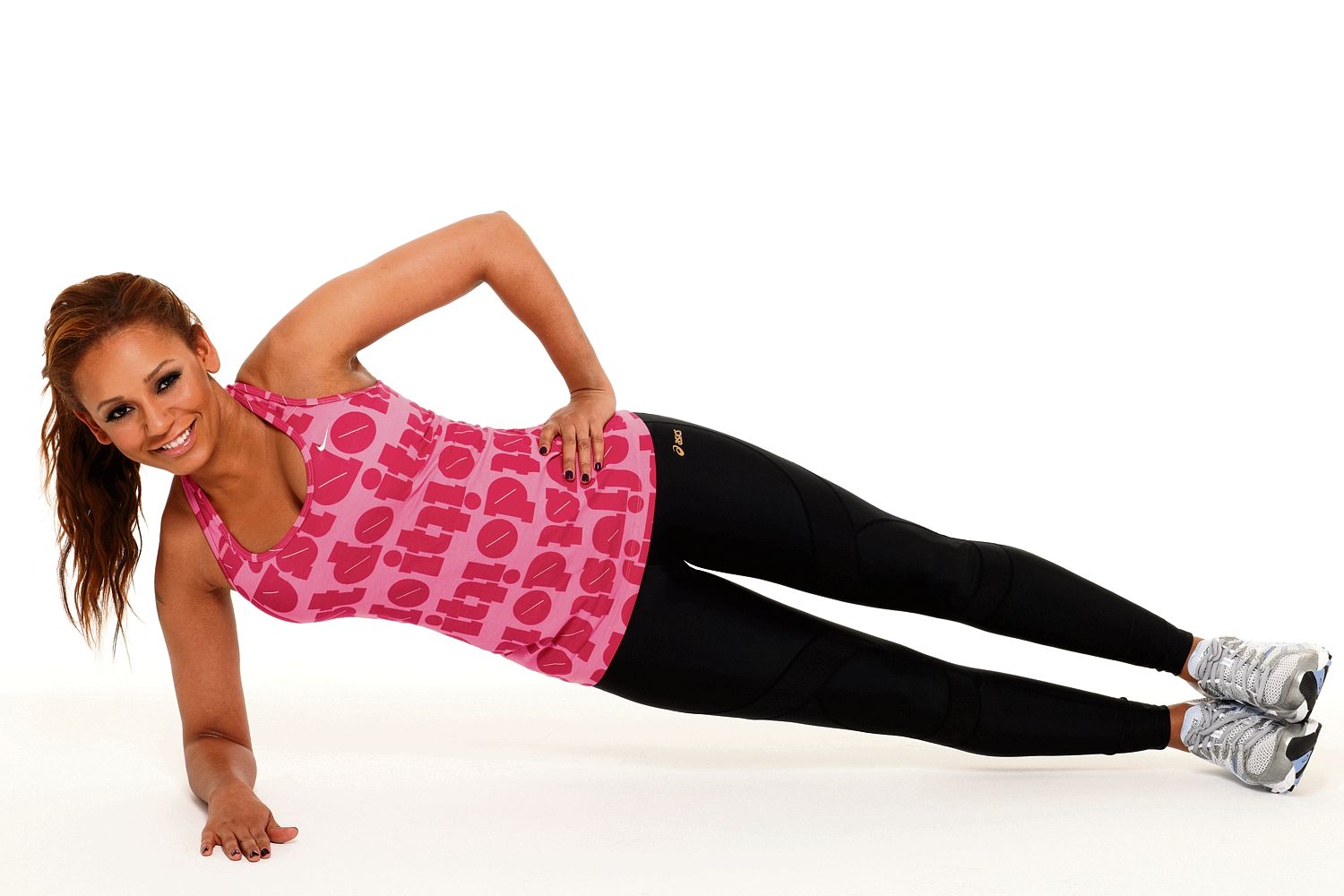 Spice up your life . . . Mel B demonstrates the perfect side plank