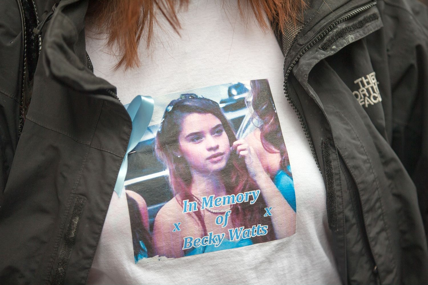 Teenager's picture on a supporter's shirt today