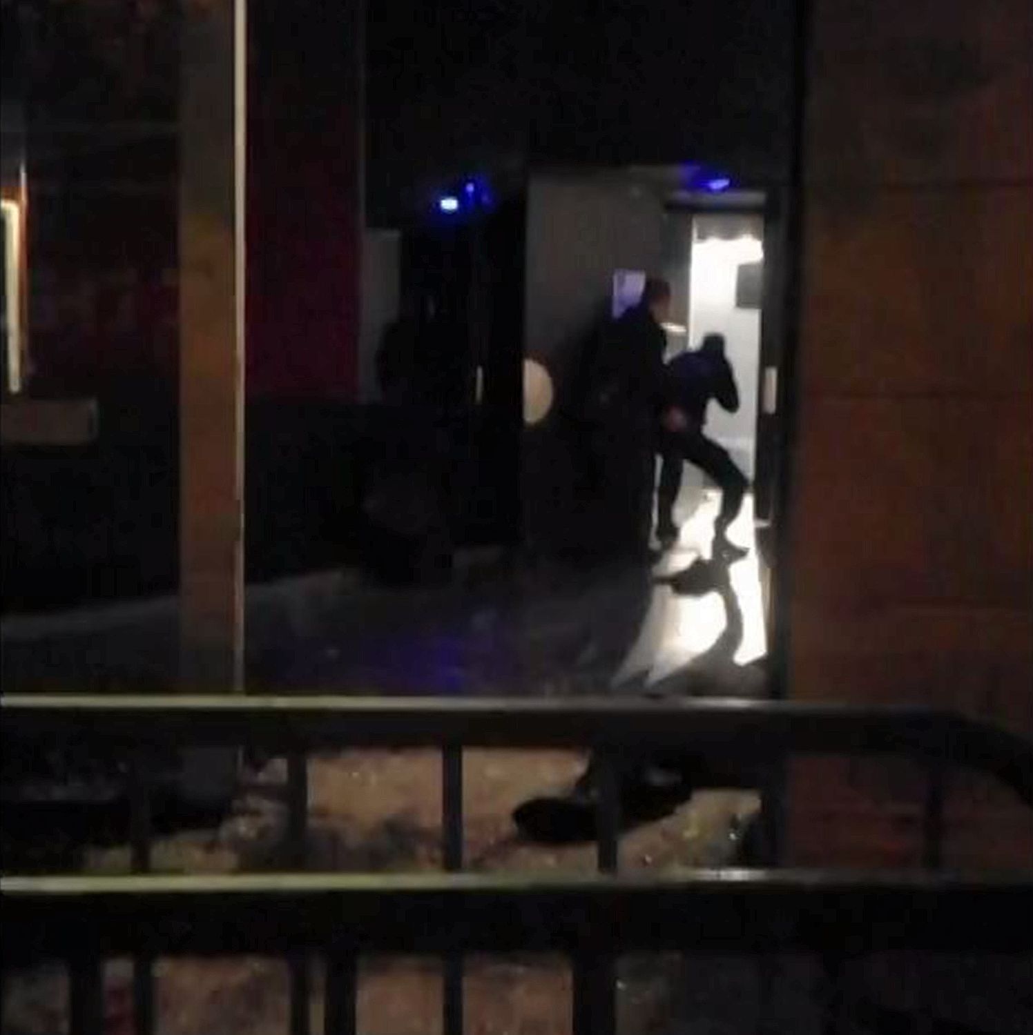 Armed police storm the theatre