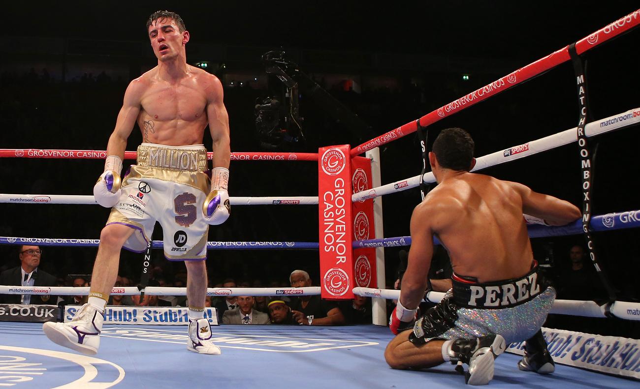 Crolla turns away after flooring Perez