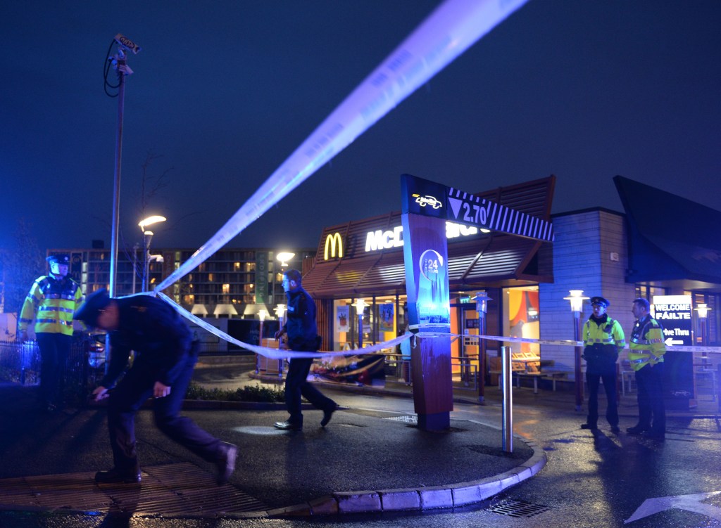  The shooting took place in a McDonald's car park - almost killing a four-year-old boy