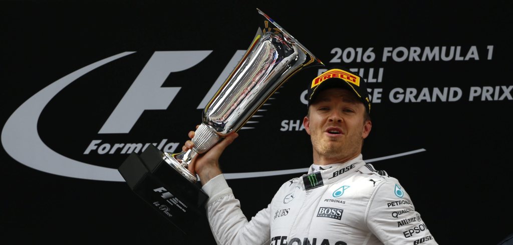  Nico Rosberg celebrates after winning the Chinese Grand Prix in Shanghai