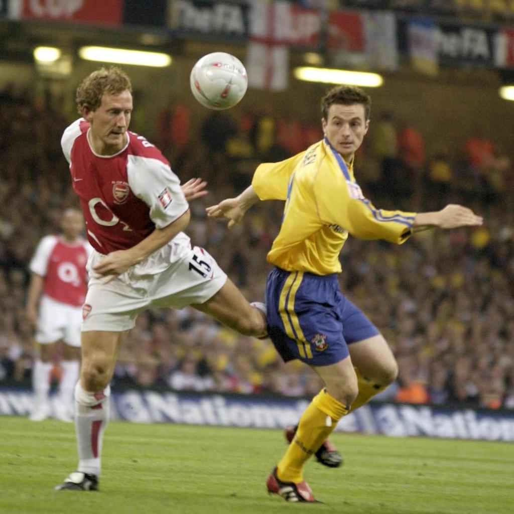  Parlour tangles with Southampton's Matt Oakley during the 2003 FA Cup final in Cardiff