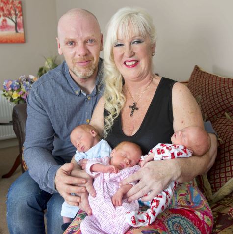 Proud parents ... Sharon Cutts and boyfriend Stuart with their tots