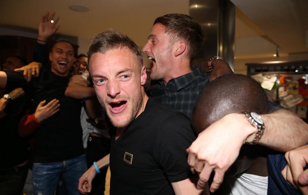 The England striker celebrated the title win at his home