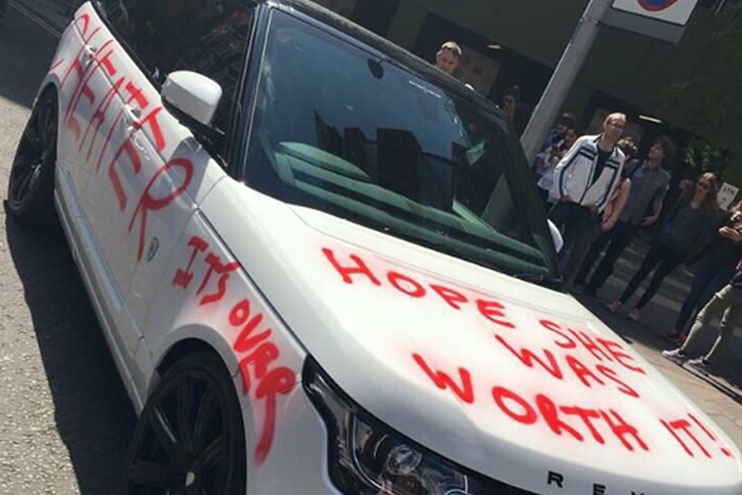 Range Rover spray painted by angry ex-partner