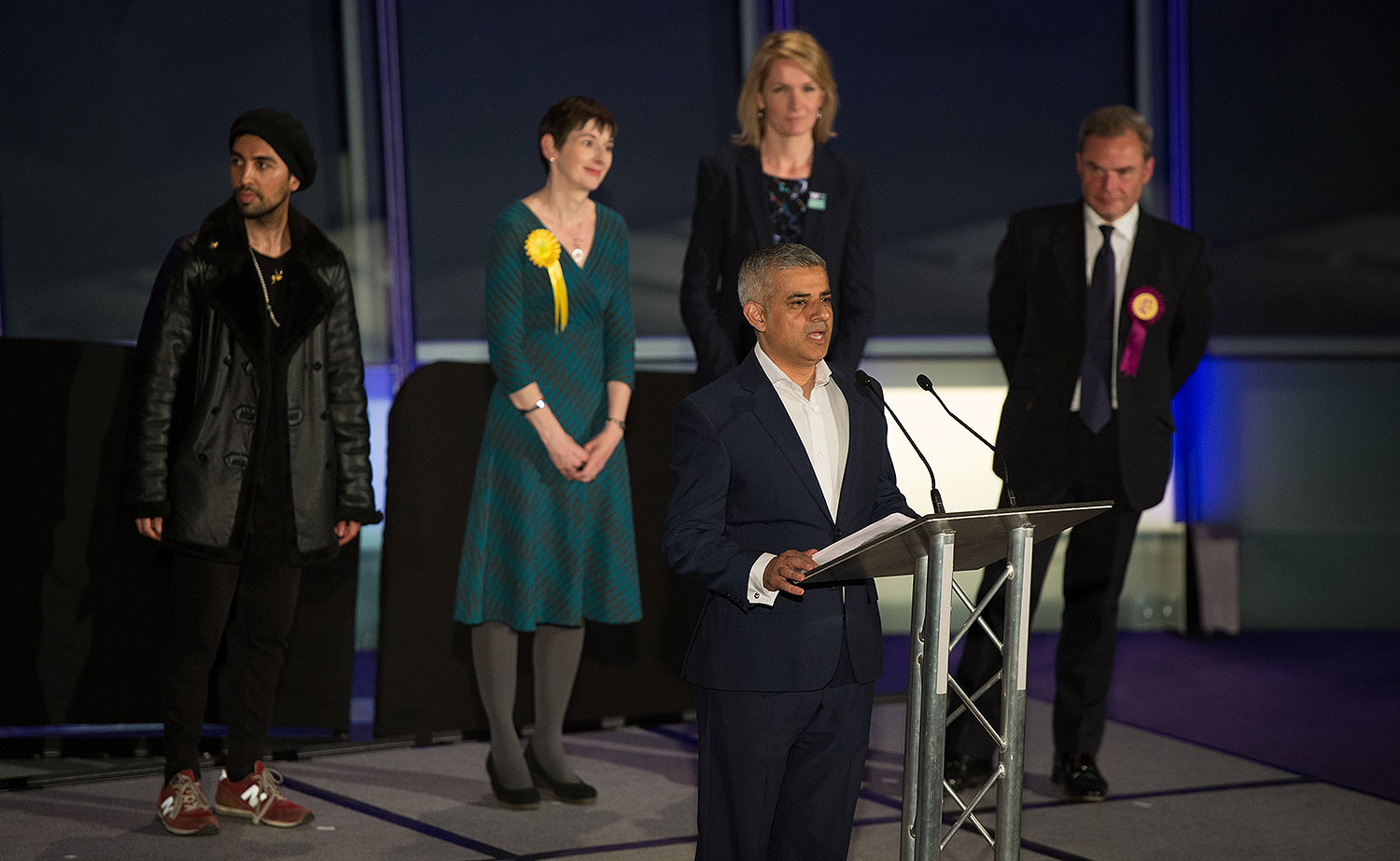 Sadiq Khan of the Labour Party makes an aceptance speech as the new Mayor of London at City Hall