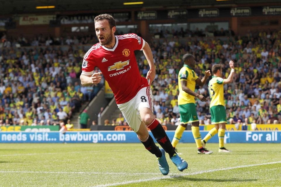  Juan Mata played in all 38 Premier League games for Manchester United last term