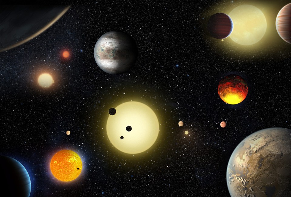  A NASA image showing an artist's concept of all the planetary discoveries made by the Kepler space telescope