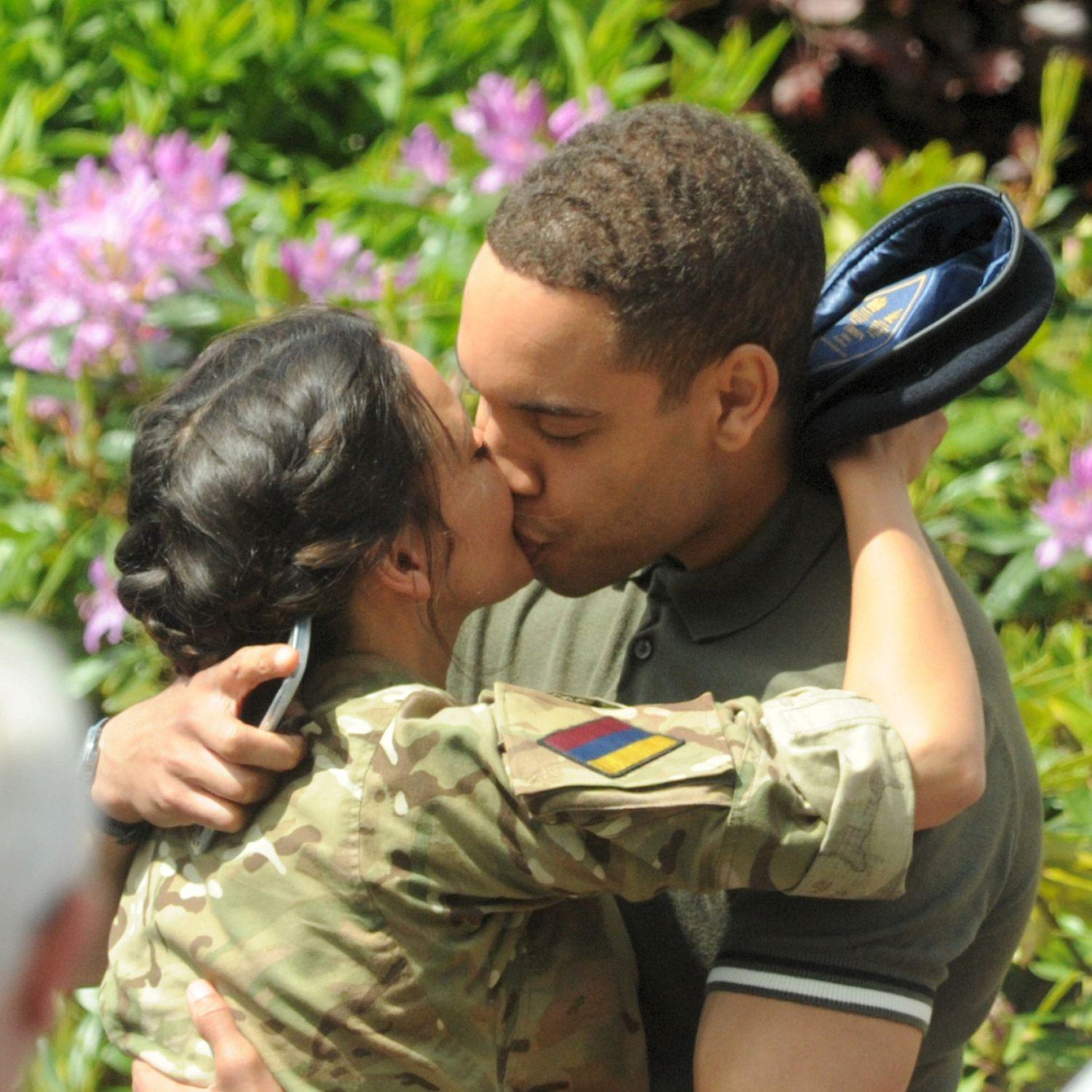 Jealous Mark? ... Michelle Keegan snogs another actor on the set of Our Girl in South Africa