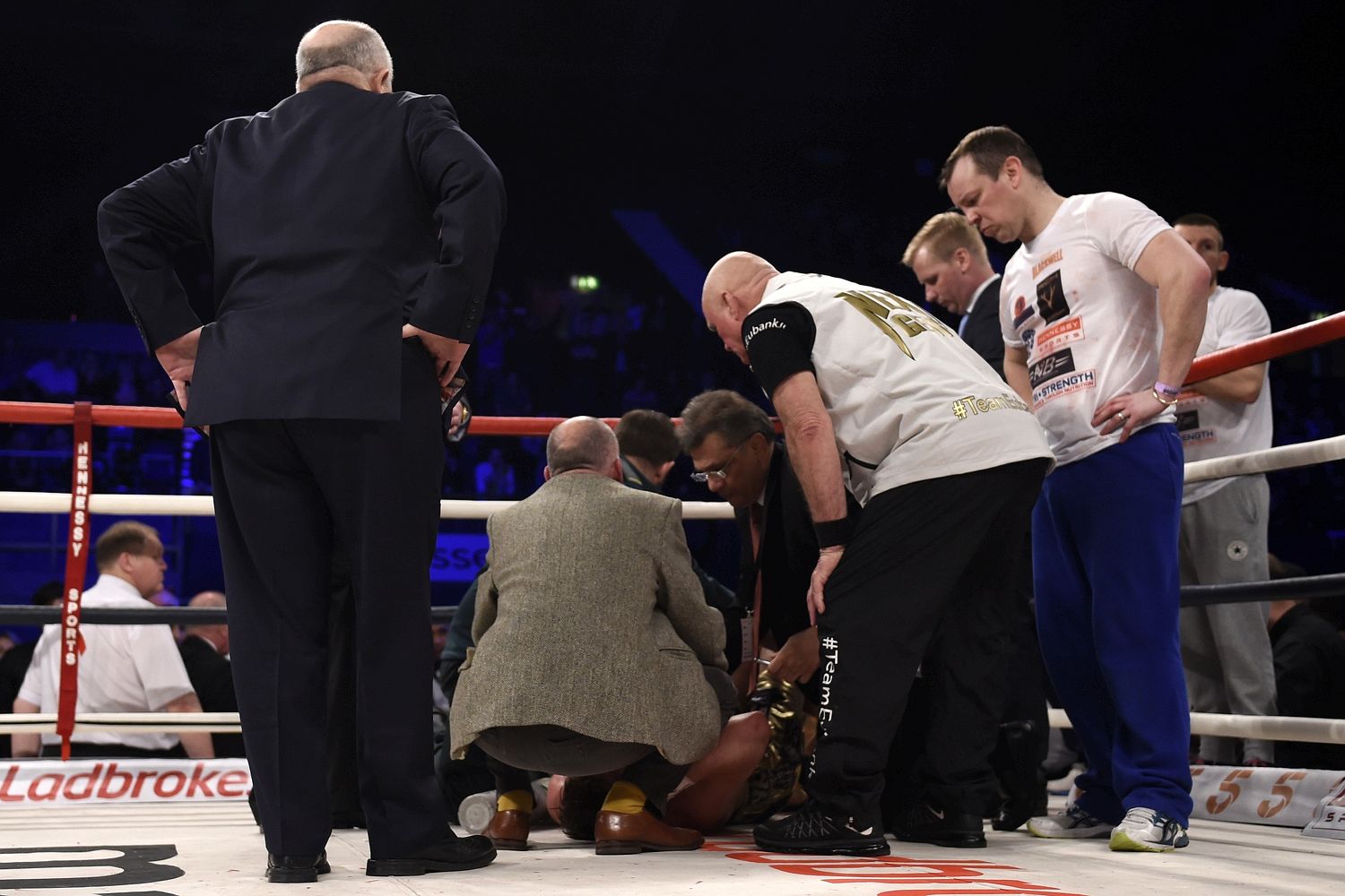 Blackwell was rushed to hospital after the British middleweight title bout