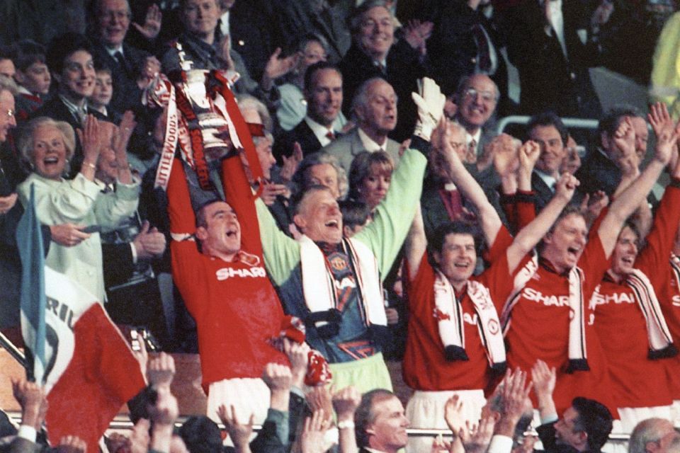 Eric Cantona was captain as Manchester United clainmed the FA Cup in 1996