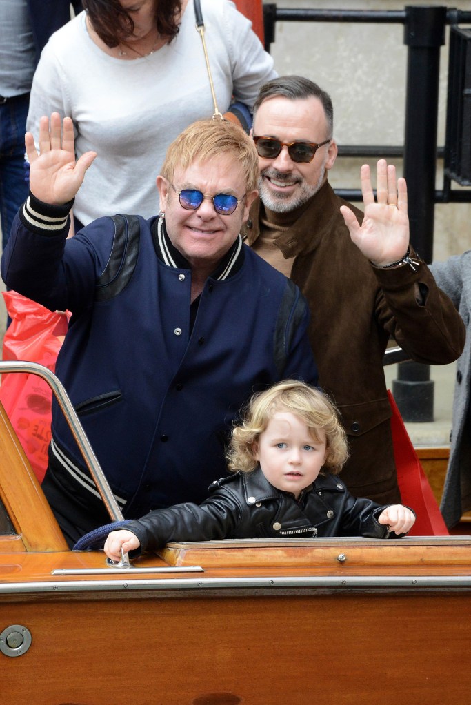 Family time ... Elton, David and Elijah on hols in Venice