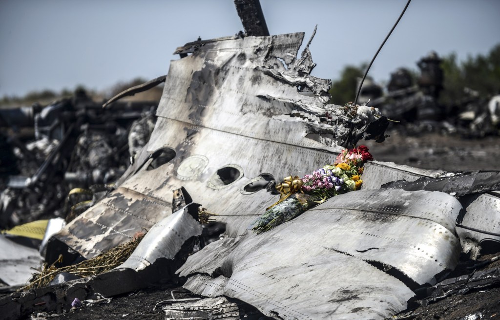 Wreckage of the doomed Malaysia Airlines MH17 is seen near the village of Hrabove in Ukraine's Donetsk region