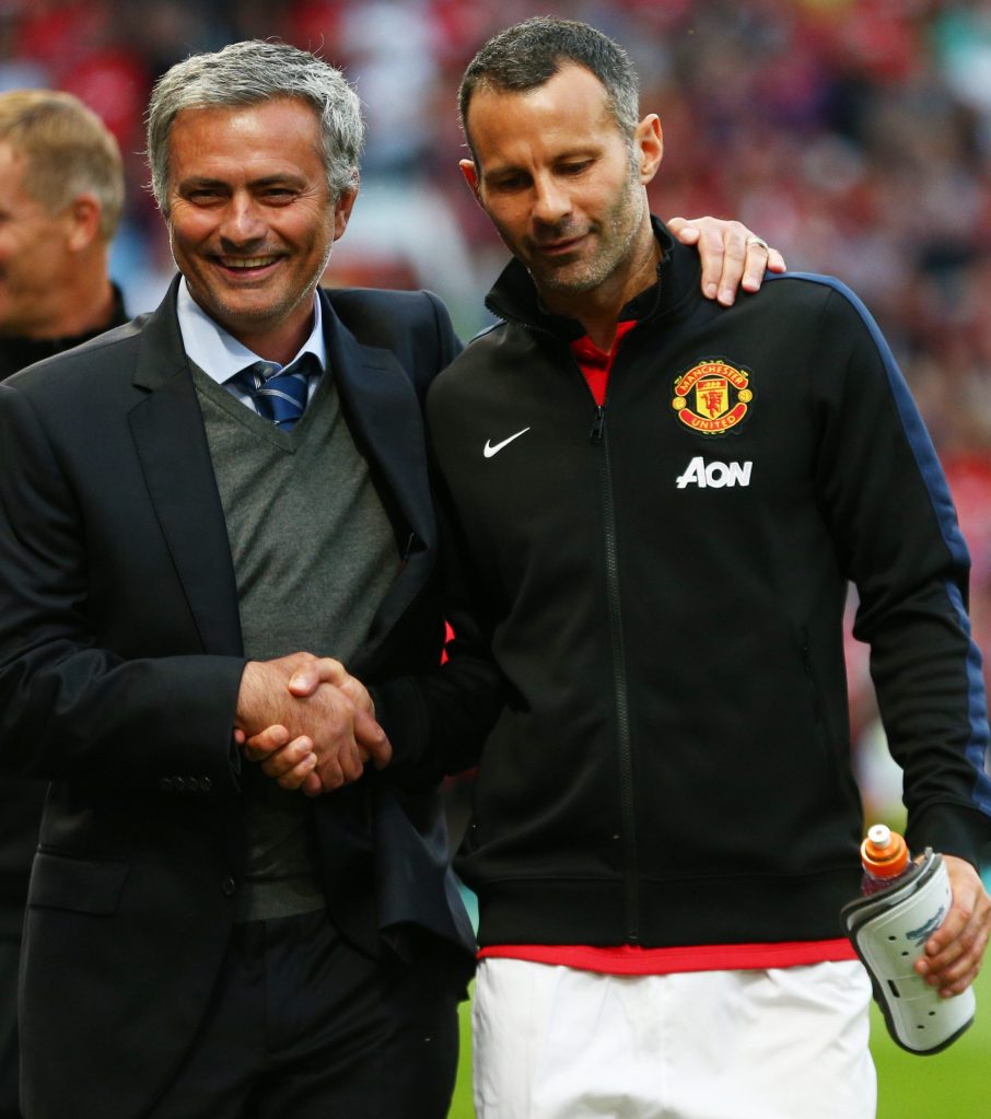  Jose Mourinho and Ryan Giggs exchange warm words after Chelsea's visit to Old Trafford in 2013. But the two men are unlikely to work together once the Portuguese coach turns up to run the show as Manchester United's new manager