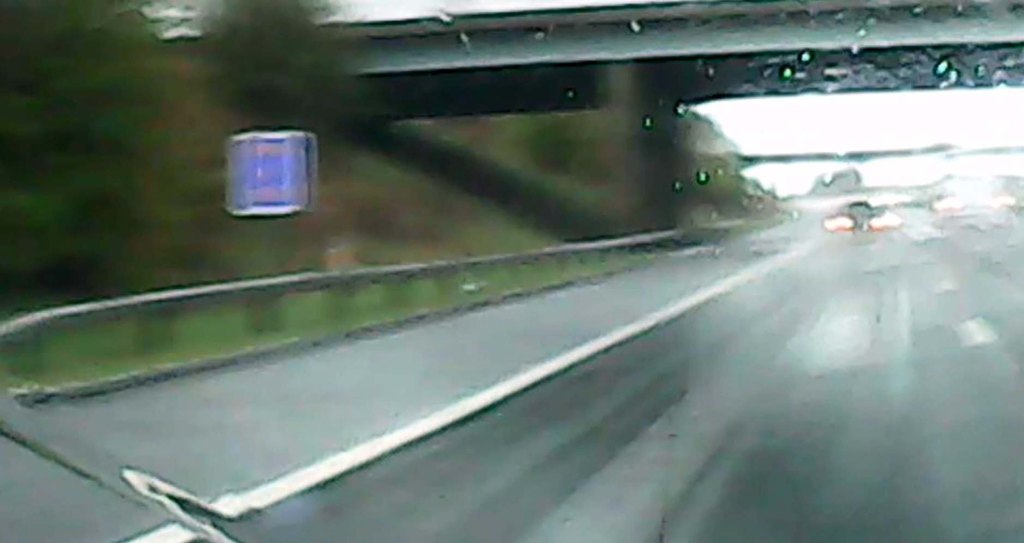  The BMW almost collided with an Audi in the next lane as it skidded across the road at 70mph