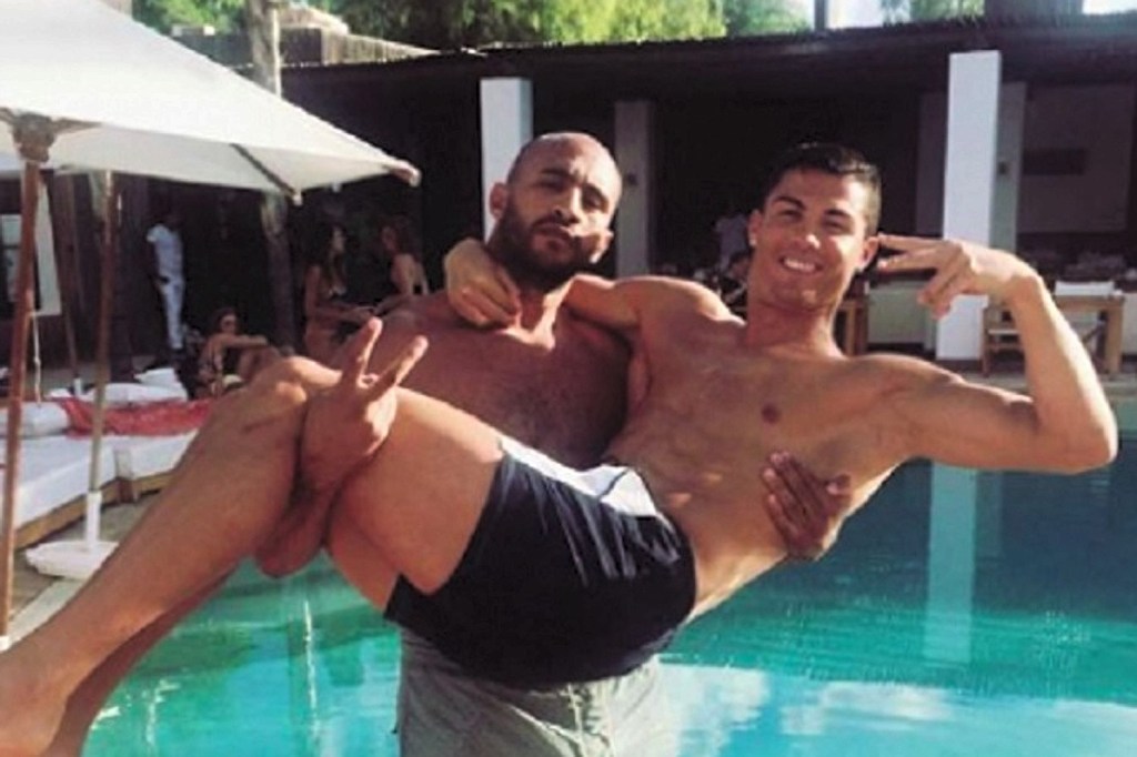  Last year it was sensationally claimed that Hadi was in a gay relationship with Real Madrid star Ronaldo who, Spanish press say, regularly takes his £14 million private jet over to Morocco after training to spend time with the kickboxer