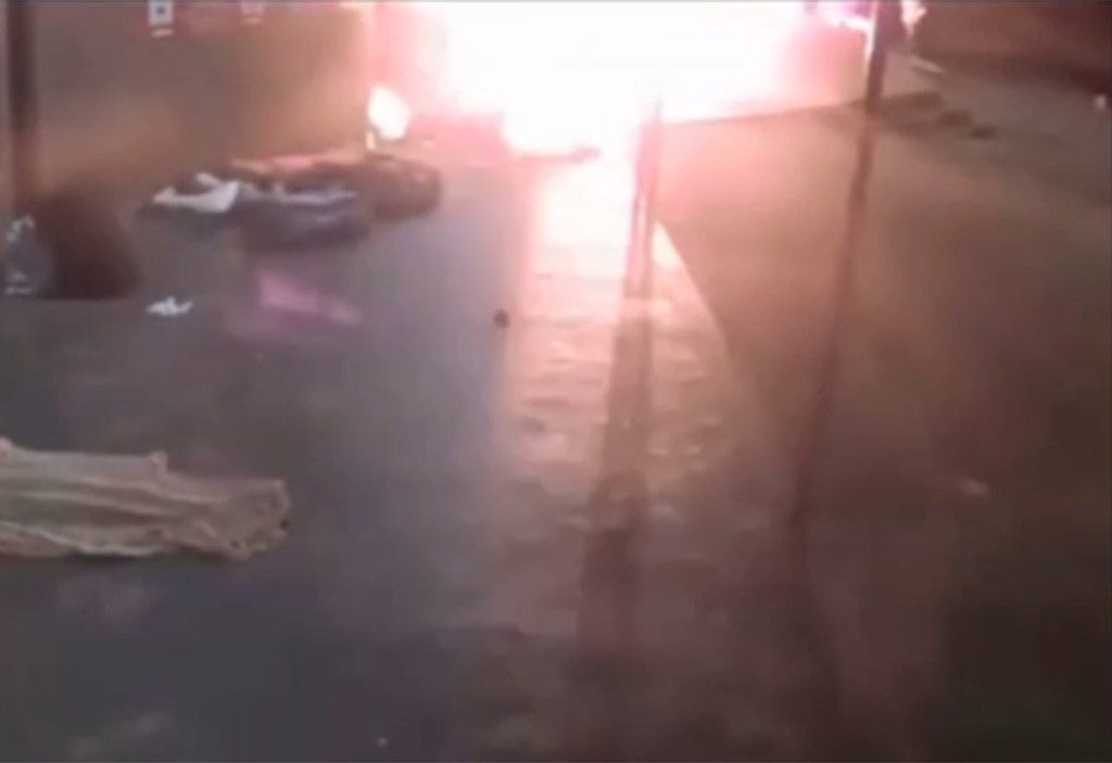  A man had to run out of the way as his bedding caught fire